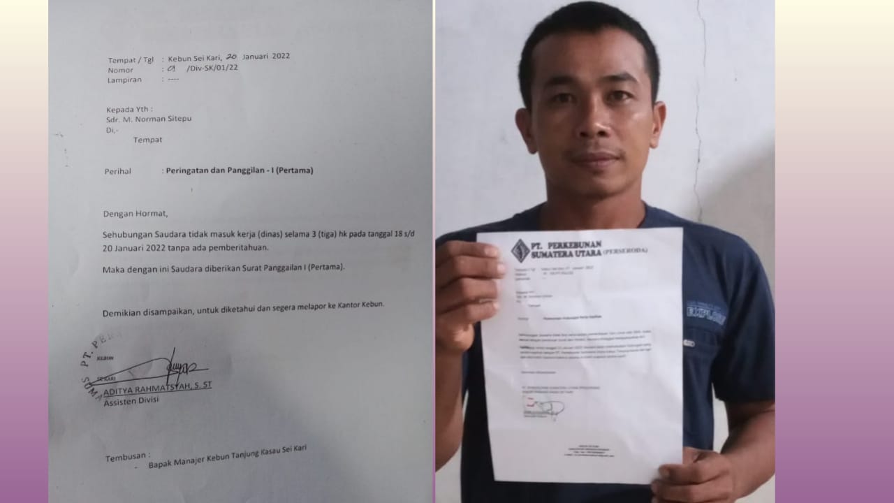 Norman saat menunjukan surat dari PT Perkebunan Sumut. Minggu (20/2/2022). (Foto/Humas).