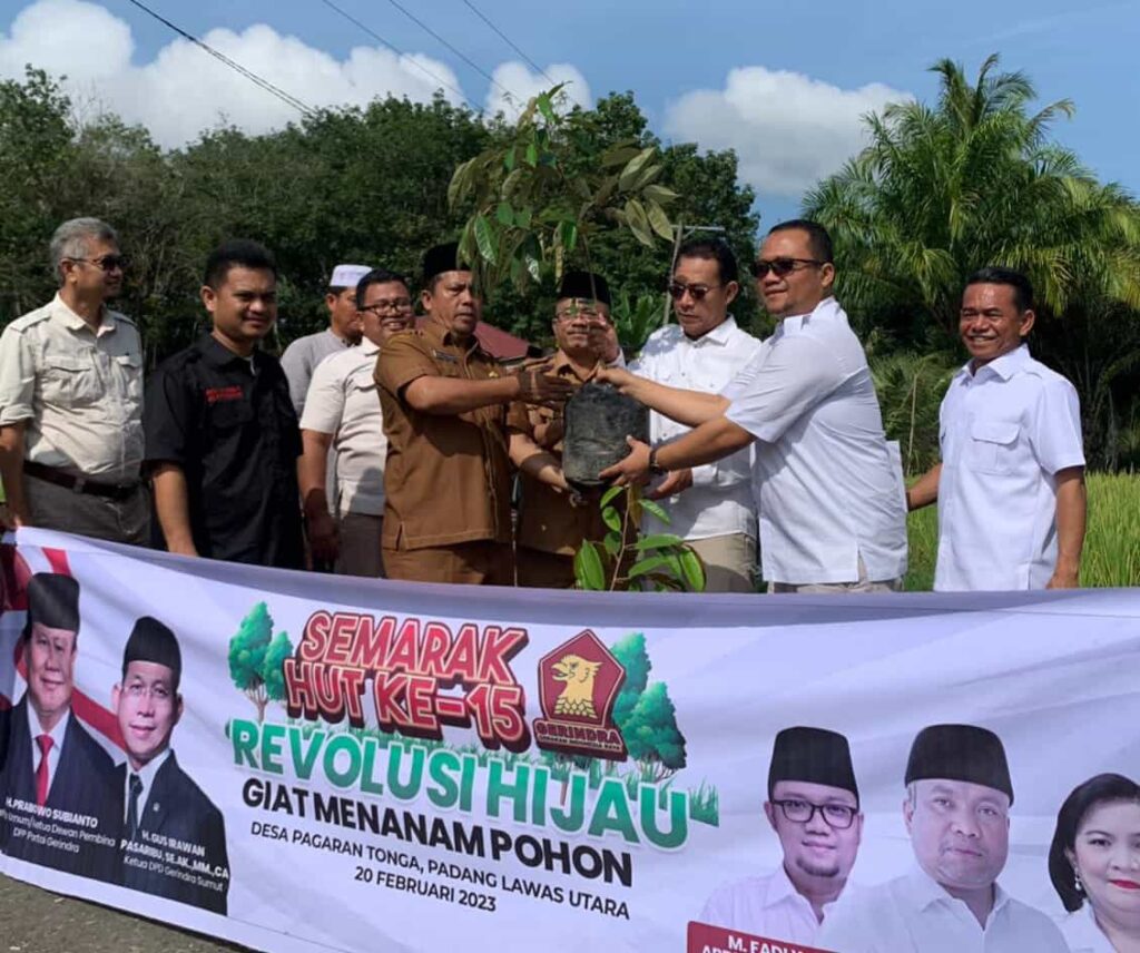 Peringati HUT 15 Tahun, Gerindra Sumut Ajak Masyarakat Menanam Pohon dan Ketahanan Pangan di Paluta