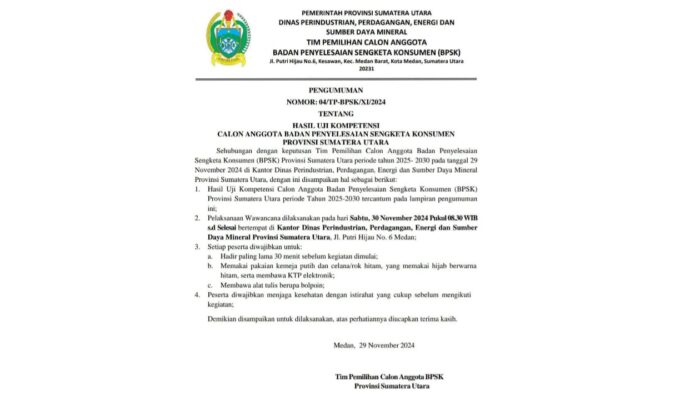 Bantah Isu Cawe-Cawe, Kadisperindag Sumut Tegaskan Rekrutmen BPSK Transparan!