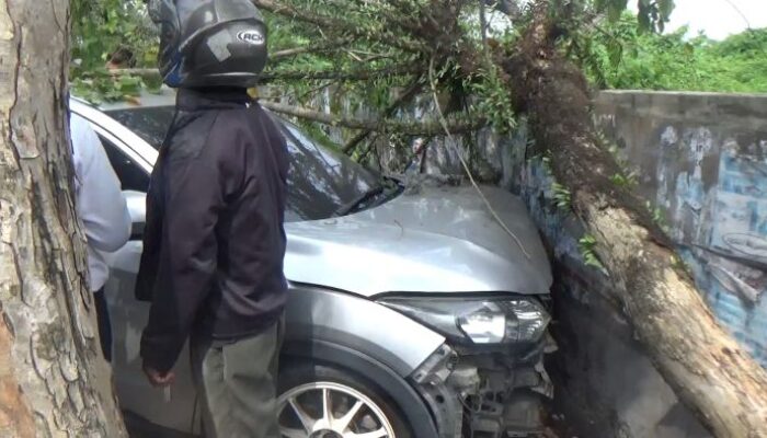 Dini Hari Bersama Rekan Wanita, Pengemudi HRV Tabrak Becak, Hantam Pohon dan Tembok di Medan!