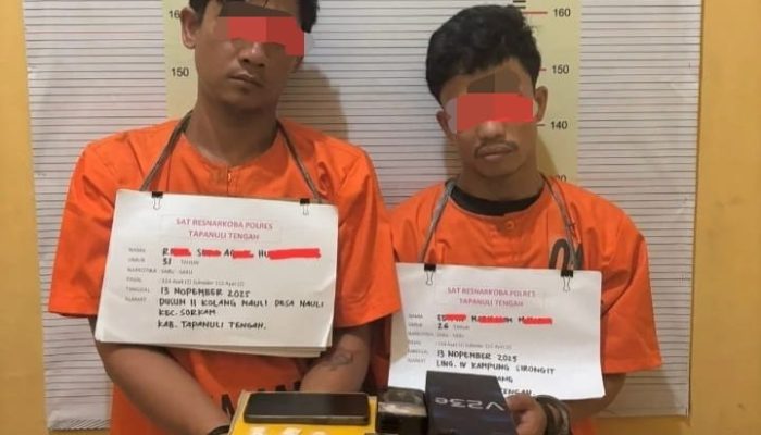 Polres Tapteng Tangkap Dua Pengedar Sabu, Sita 12,61 Gram dari Dua Lokasi