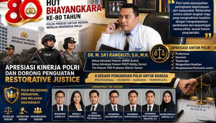 HUT Bhayangkara ke-80, Dr. M. Sa’i Rangkuti Dorong Polri Perkuat Profesionalisme dan Restorative Justice