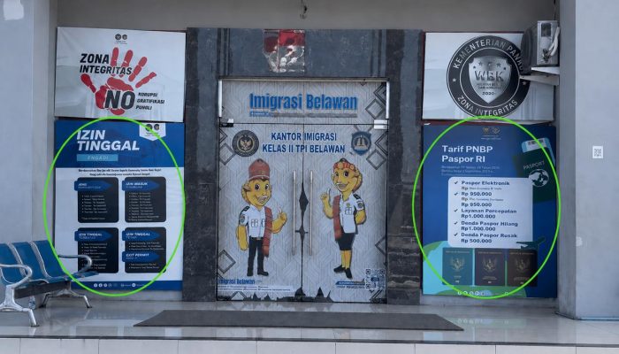 Imigrasi Belawan Tegaskan Tarif Resmi Paspor Lewat Banner PNBP, Pengajuan Wajib Melalui M-Paspor