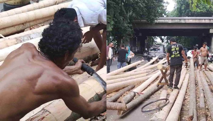 Pesanan Panjat Pinang Masih Sepi, Penjual Baru Lepas 45 Batang hingga 10 Agustus